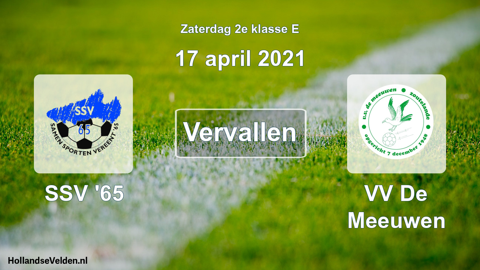 Scheduled Match: SSV '65 - VV De Meeuwen (17 April 2021)