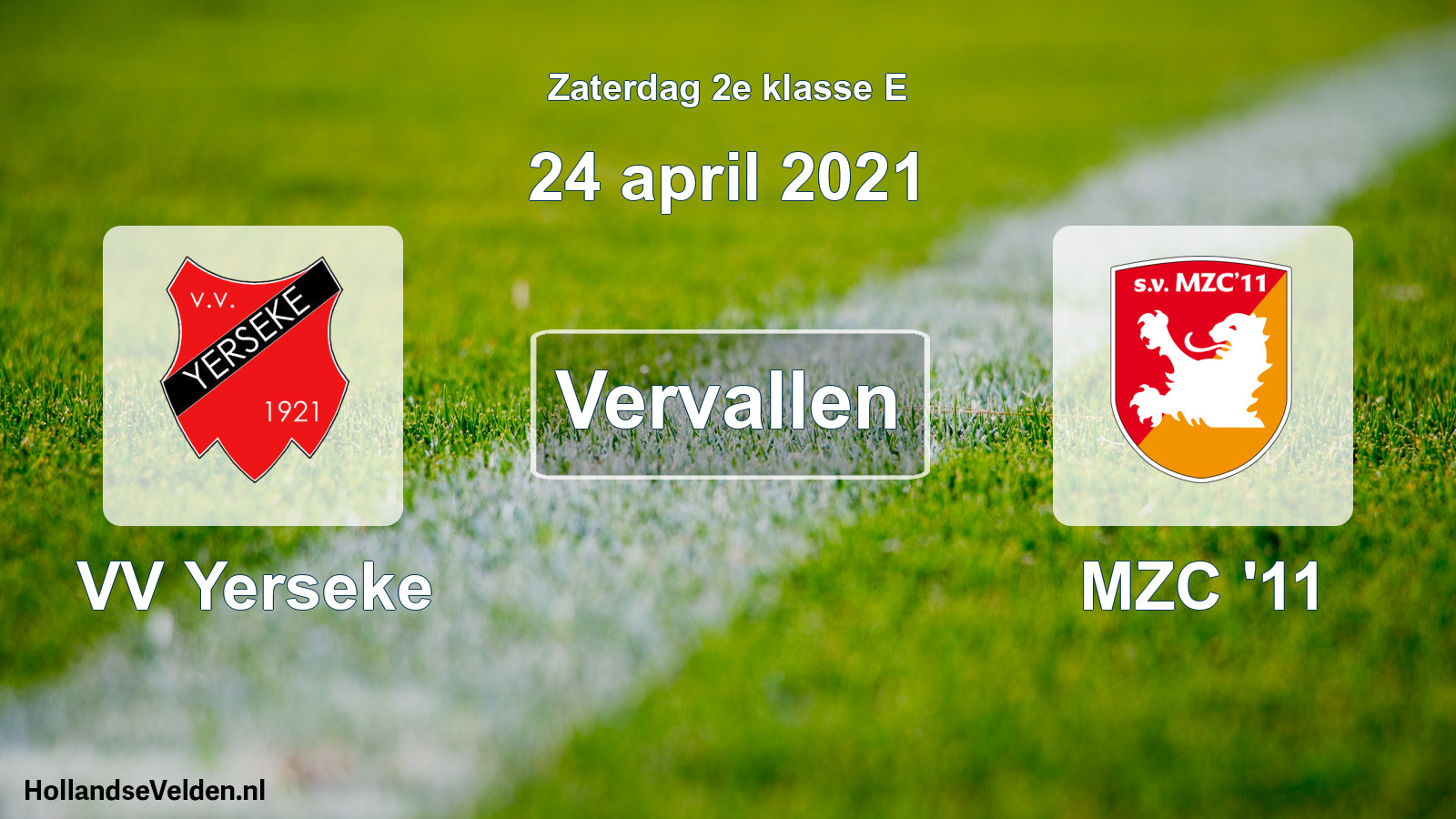 Scheduled Match: VV Yerseke - MZC '11 (24 April 2021)