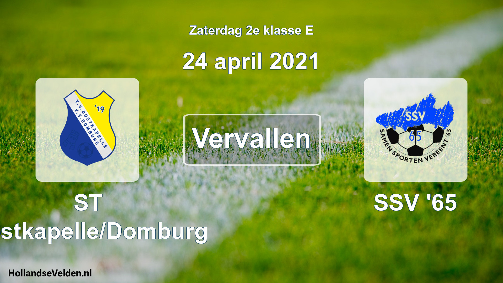 Scheduled Match: ST Oostkapelle/Domburg - SSV '65 (24 April 2021)