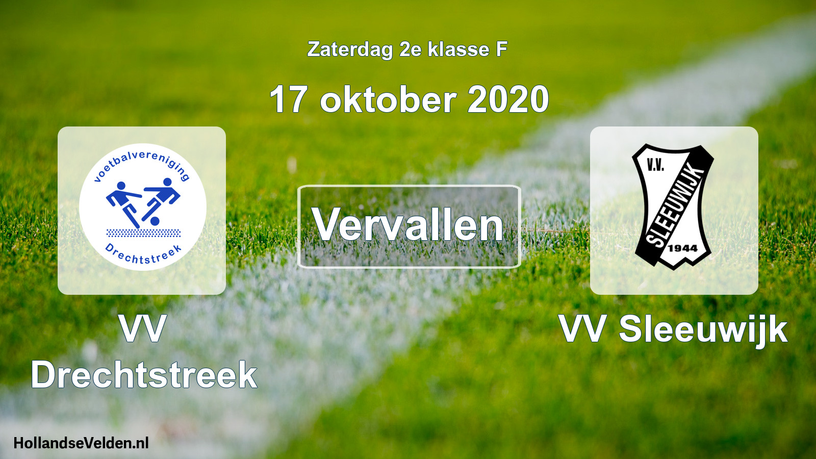 Scheduled Match: VV Drechtstreek - VV Sleeuwijk (17 October 2020)