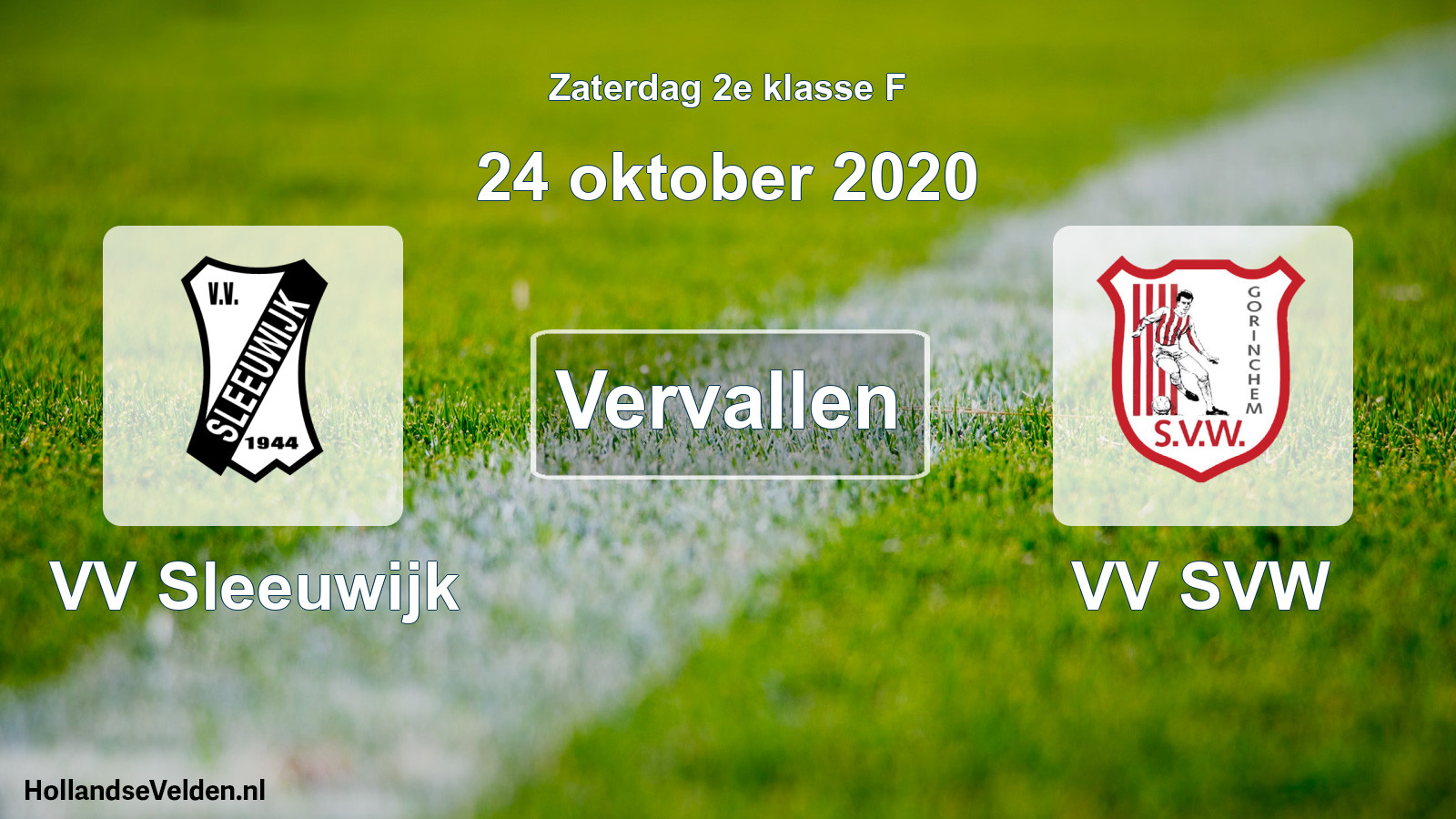 Scheduled Match: VV Sleeuwijk - VV SVW (24 October 2020)