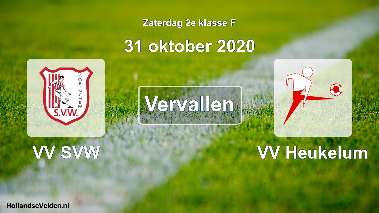 Scheduled Match: VV SVW - VV Heukelum (31 October 2020)