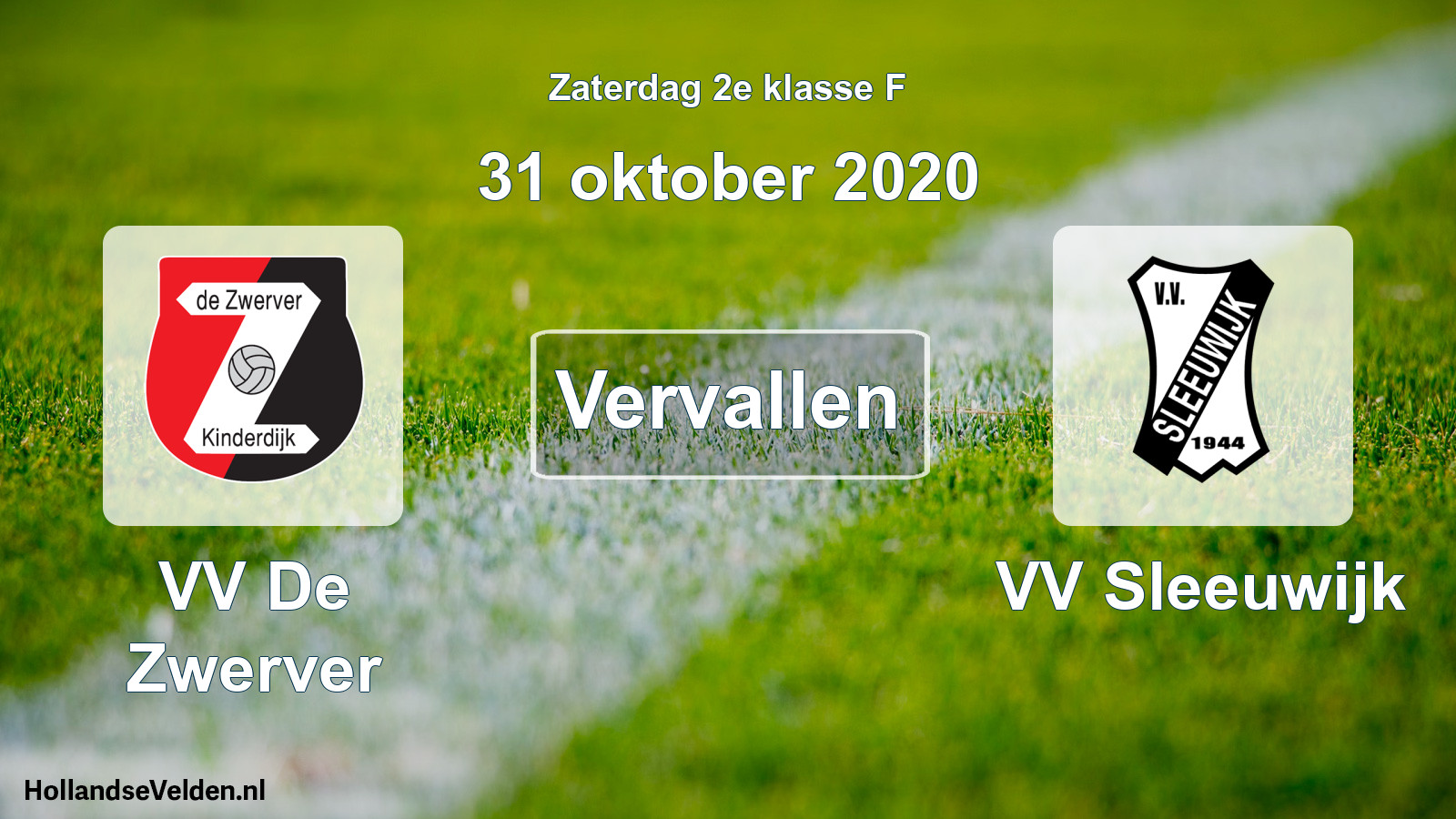 Scheduled Match: VV De Zwerver - VV Sleeuwijk (31 October 2020)