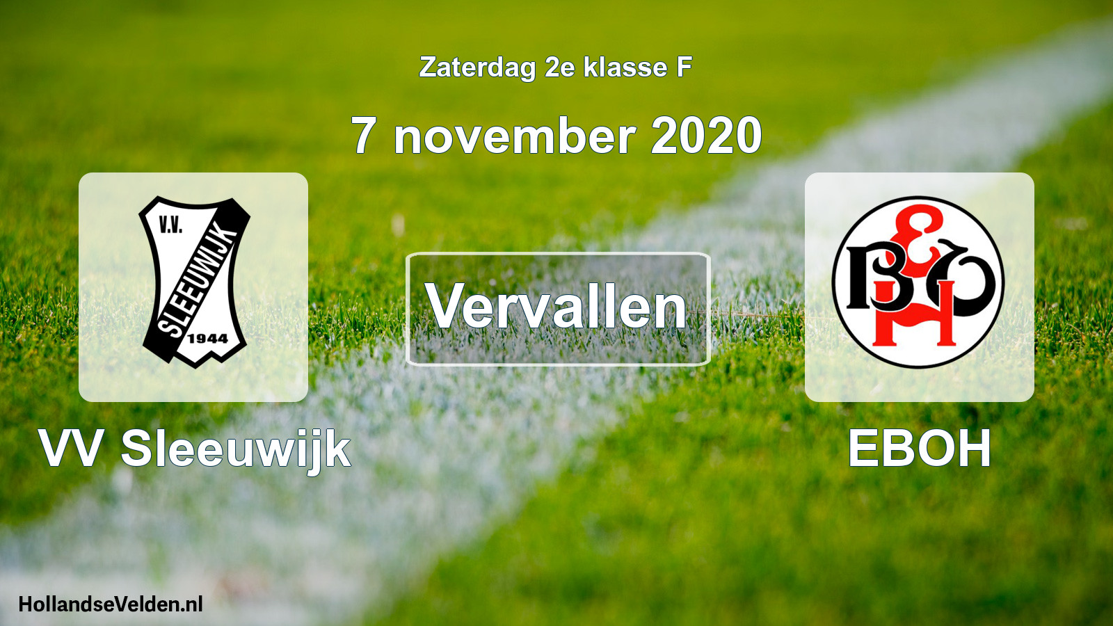 Scheduled Match: VV Sleeuwijk - EBOH (7 November 2020)