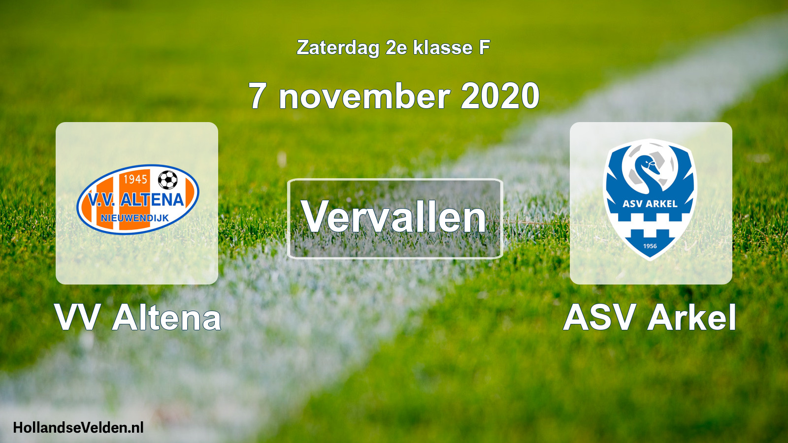 Scheduled Match: VV Altena - ASV Arkel (7 November 2020)
