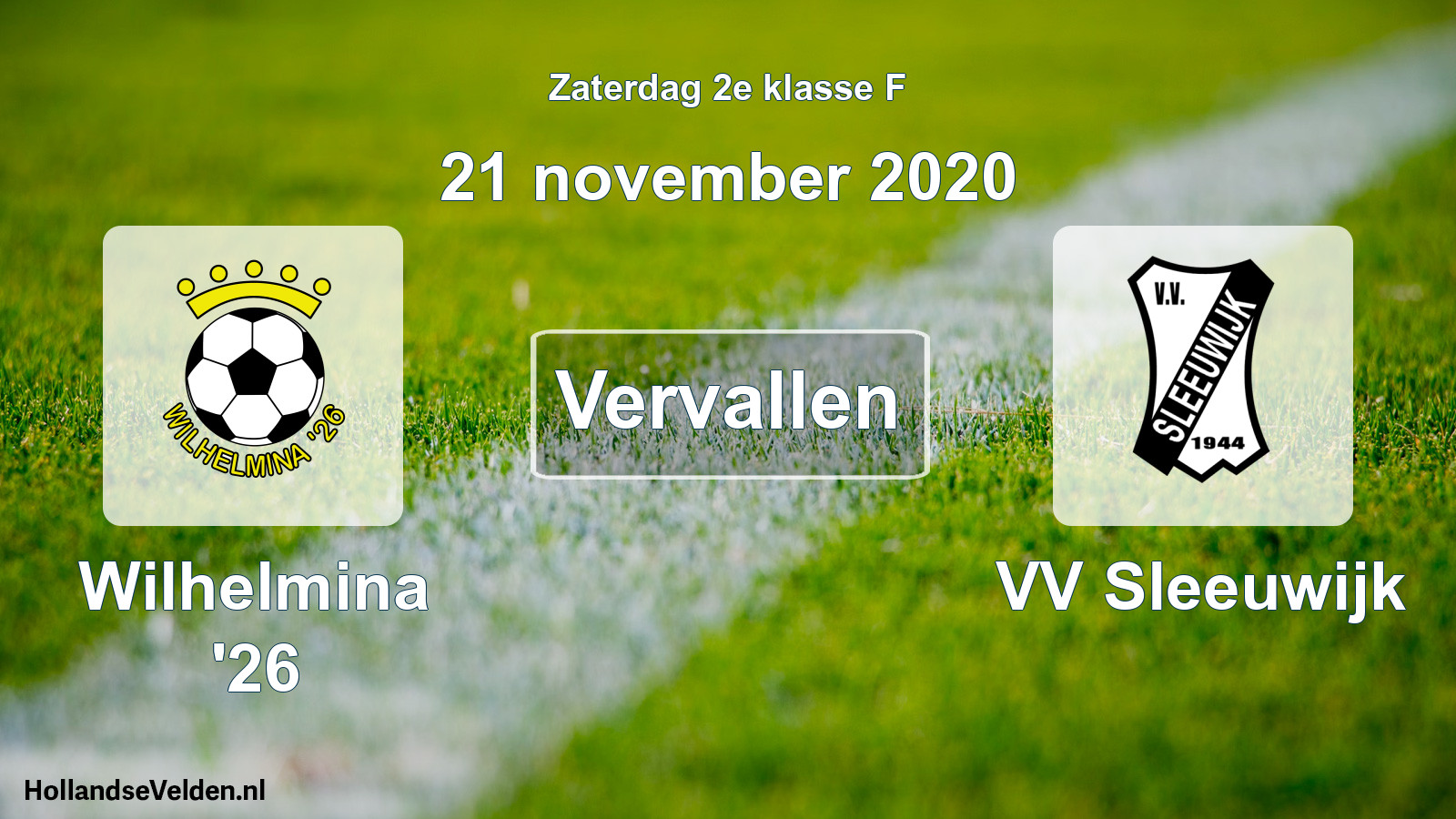 Scheduled Match: Wilhelmina '26 - VV Sleeuwijk (21 November 2020)
