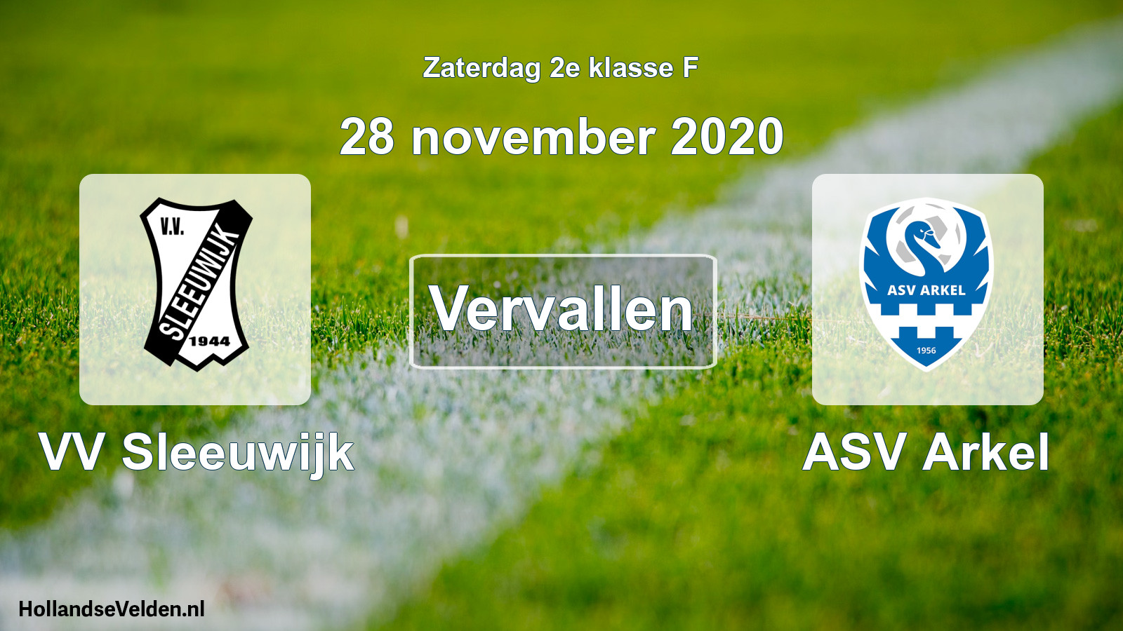 Scheduled Match: VV Sleeuwijk - ASV Arkel (28 November 2020)