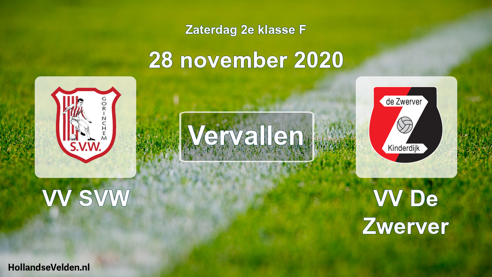 Scheduled Match: VV SVW - VV De Zwerver (28 November 2020)