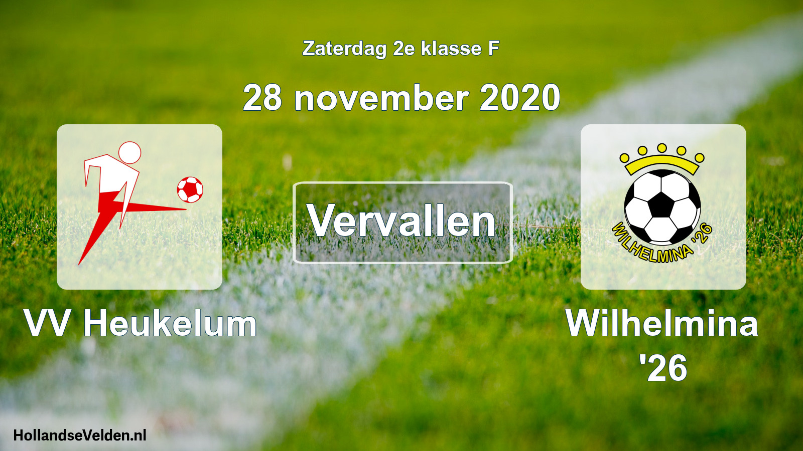 Scheduled Match: VV Heukelum - Wilhelmina '26 (28 November 2020)
