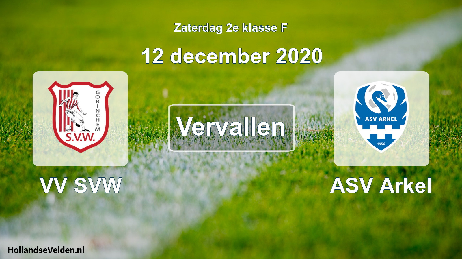 Scheduled Match: VV SVW - ASV Arkel (12 December 2020)