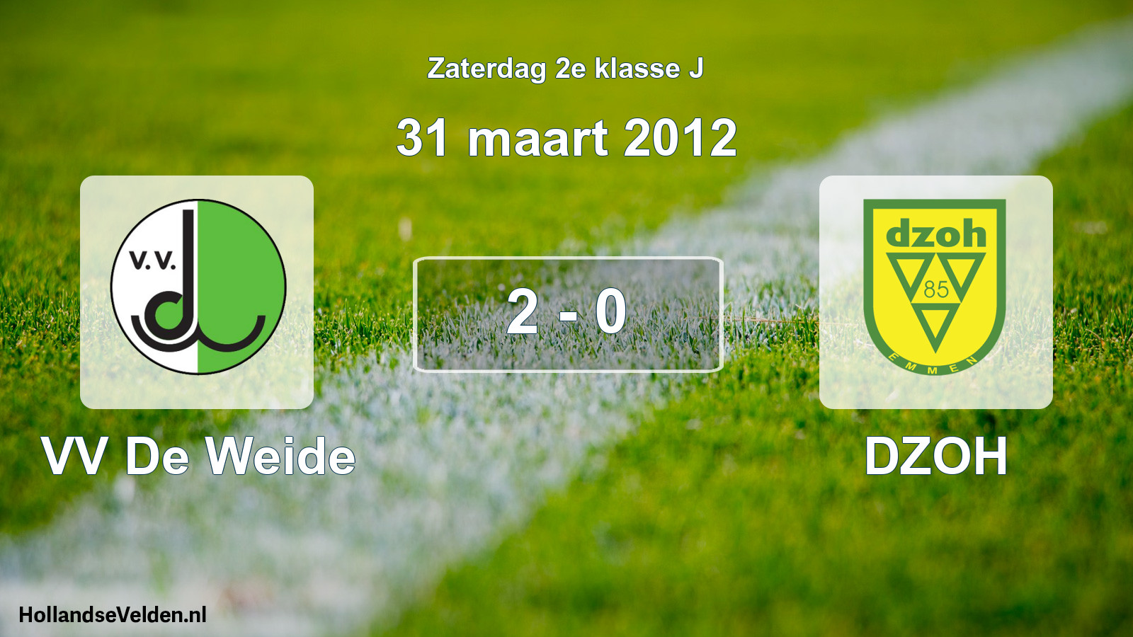 Total number of matches played: VV De Weide - DZOH 2 - 0 (31 March 2012)