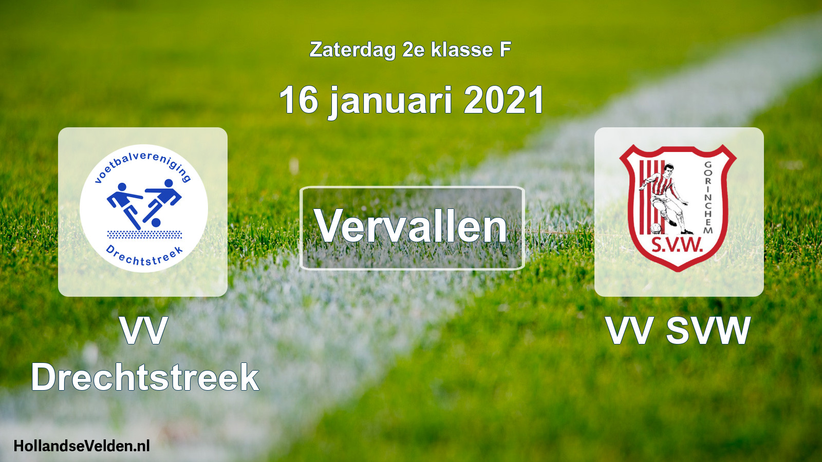 Scheduled Match: VV Drechtstreek - VV SVW (16 January 2021)