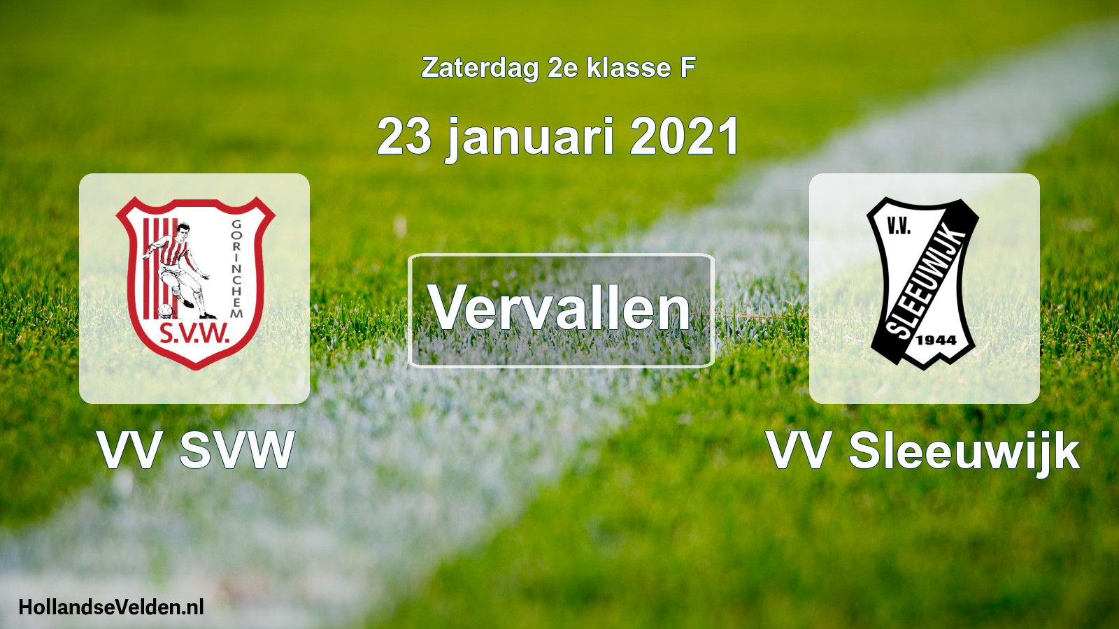 Scheduled Match: VV SVW - VV Sleeuwijk (23 January 2021)