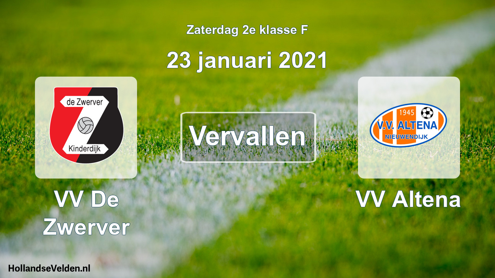 Scheduled Match: VV De Zwerver - VV Altena (23 January 2021)