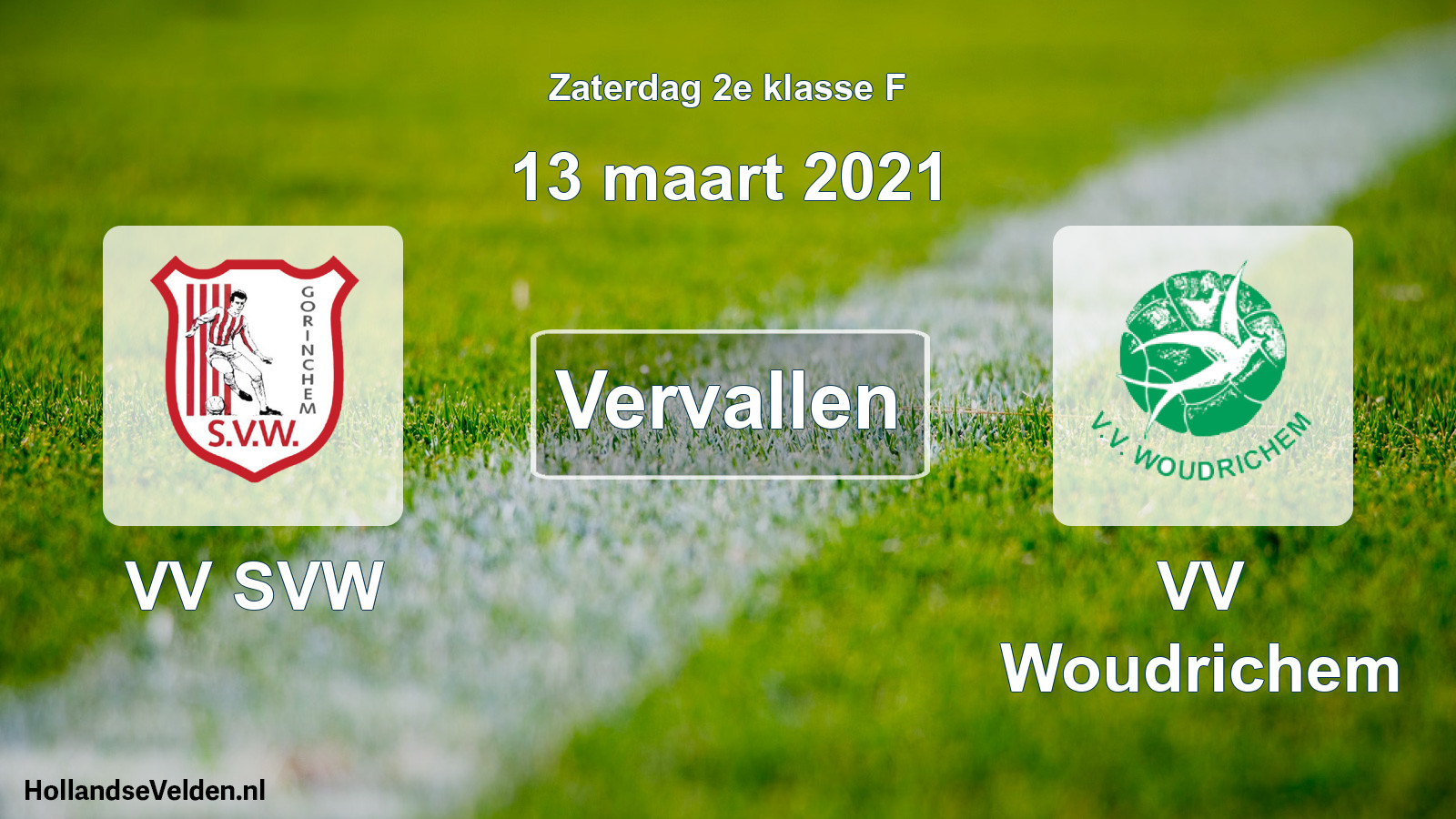 Scheduled Match: VV SVW - VV Woudrichem (13 March 2021)