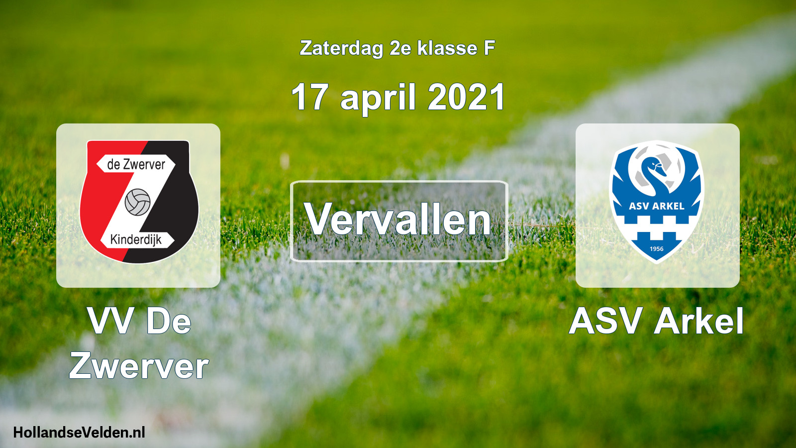 Scheduled Match: VV De Zwerver - ASV Arkel (17 April 2021)