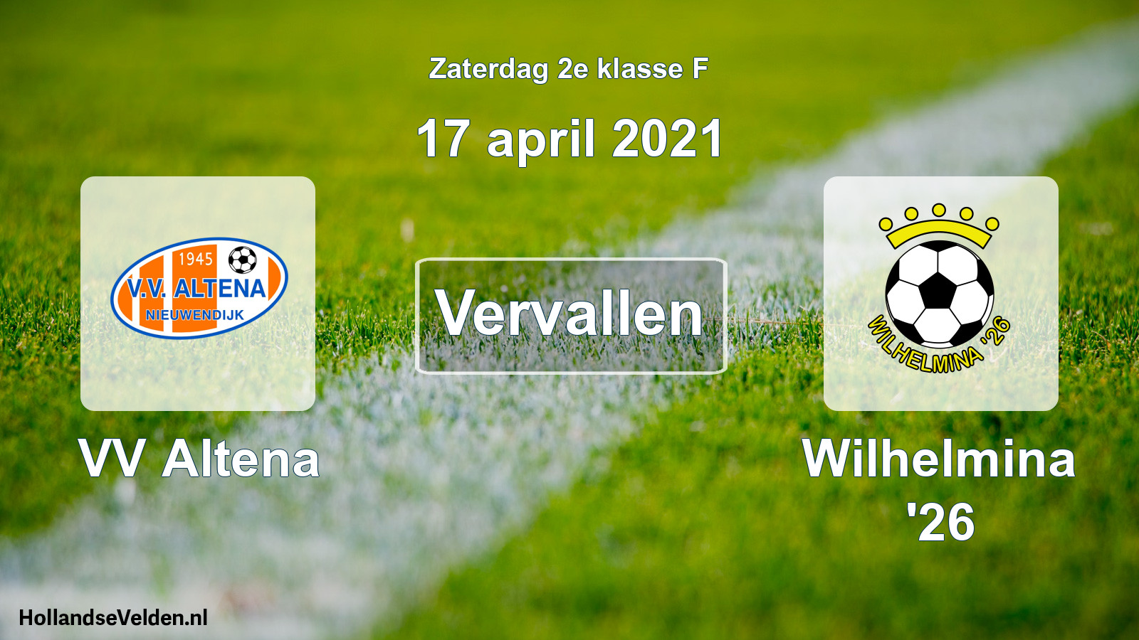 Scheduled Match: VV Altena - Wilhelmina '26 (17 April 2021)