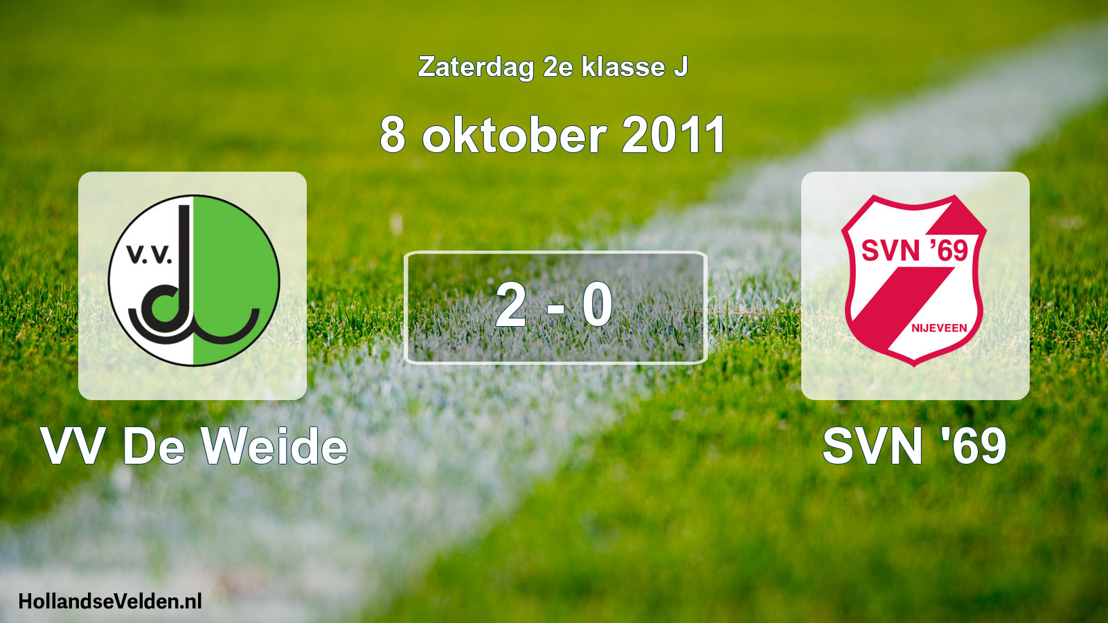 Total number of matches played: VV De Weide - SVN '69 2 - 0 (8 October 2011)