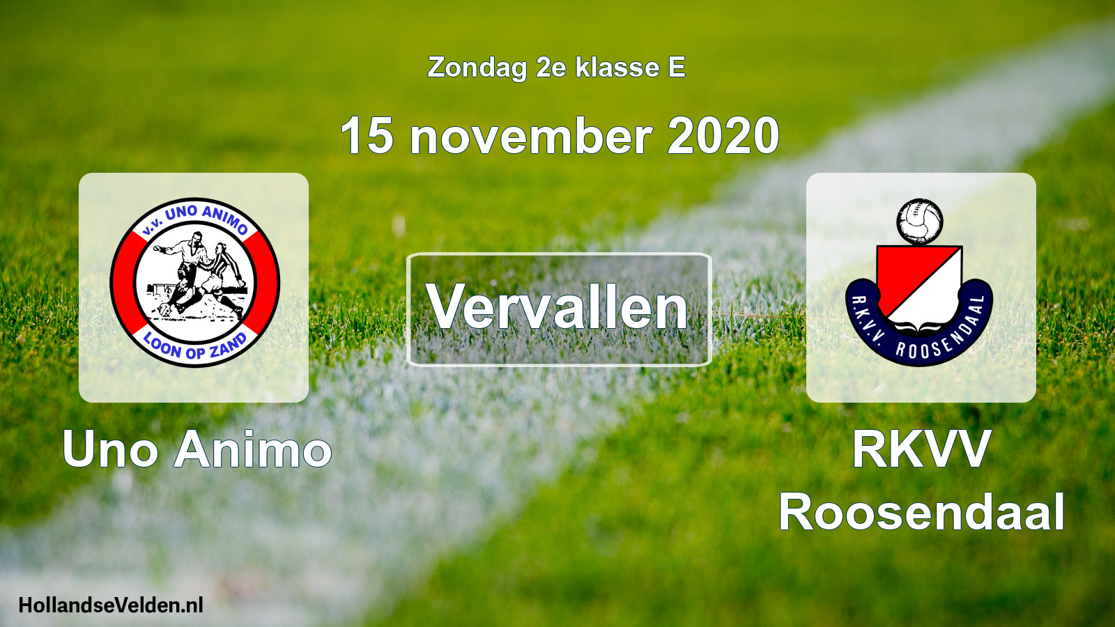 Scheduled Match: Uno Animo - RKVV Roosendaal (15 November 2020)