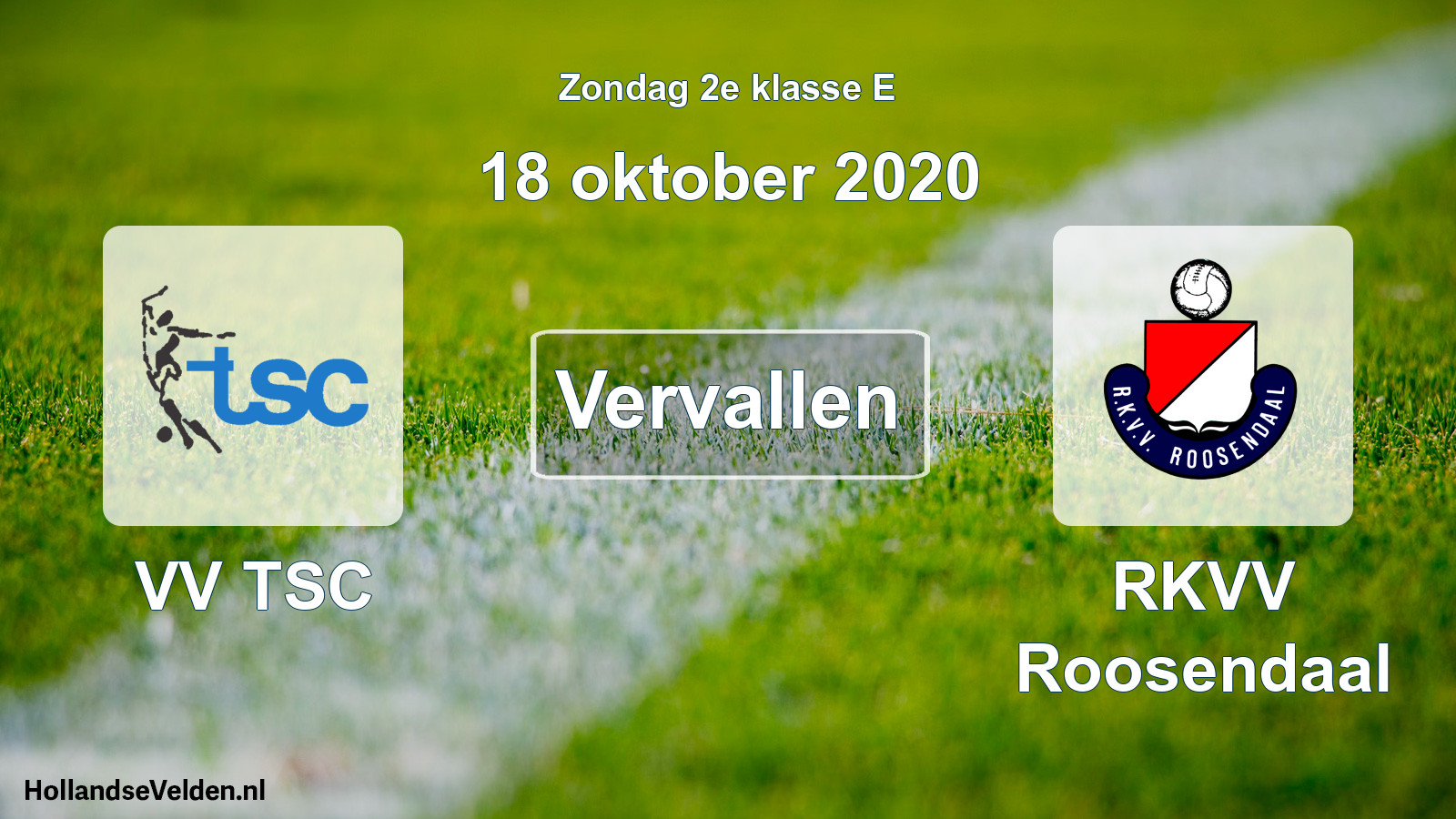 Scheduled Match: VV TSC - RKVV Roosendaal (18 October 2020)