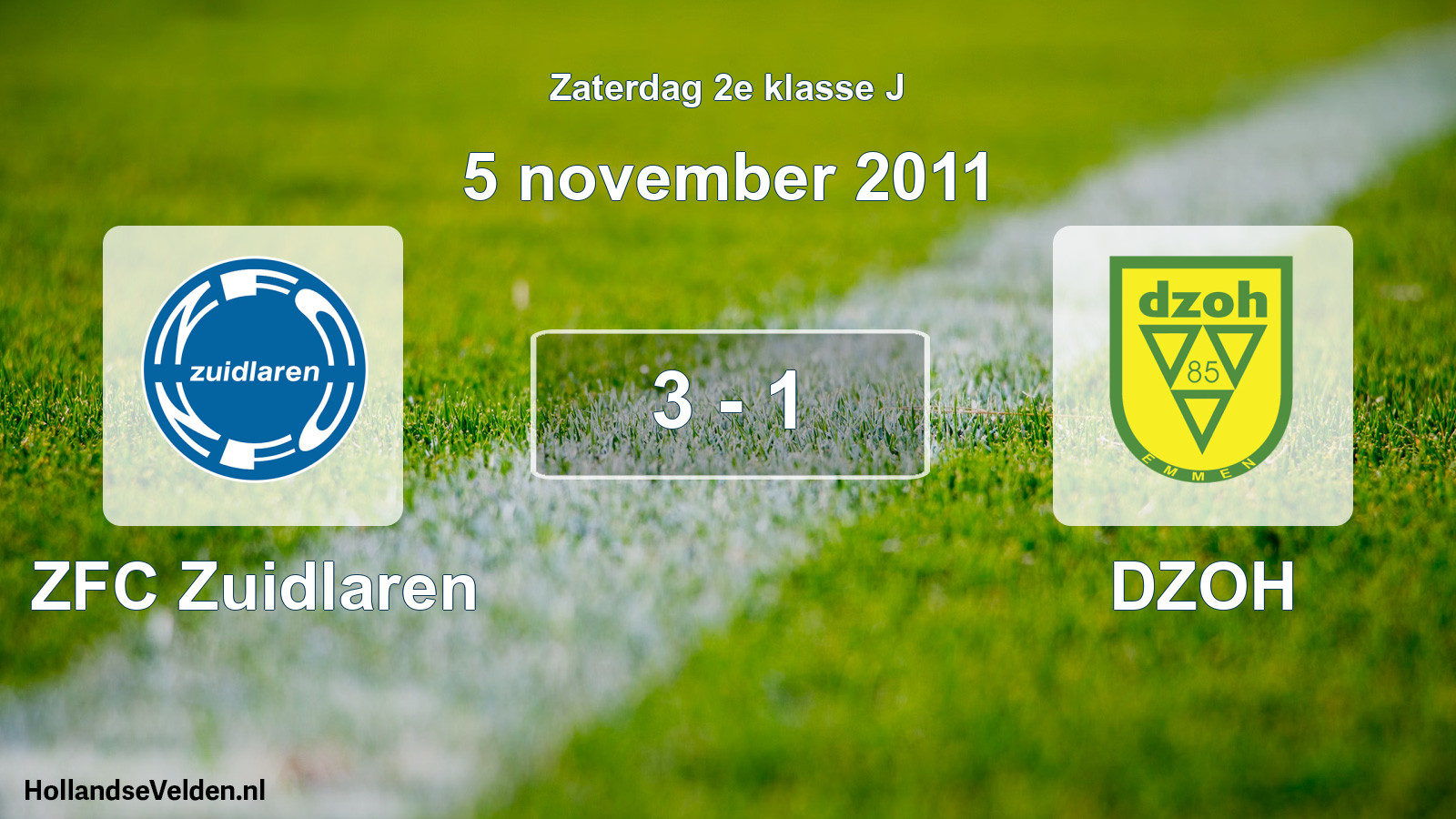Total number of matches played: ZFC Zuidlaren - DZOH 3 - 1 (5 November 2011)