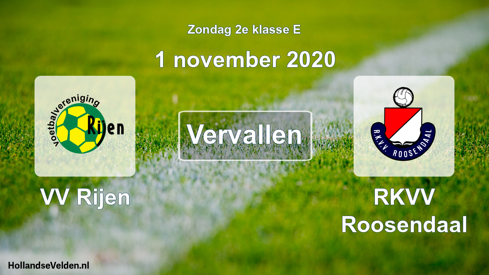 Scheduled Match: VV Rijen - RKVV Roosendaal (1 November 2020)
