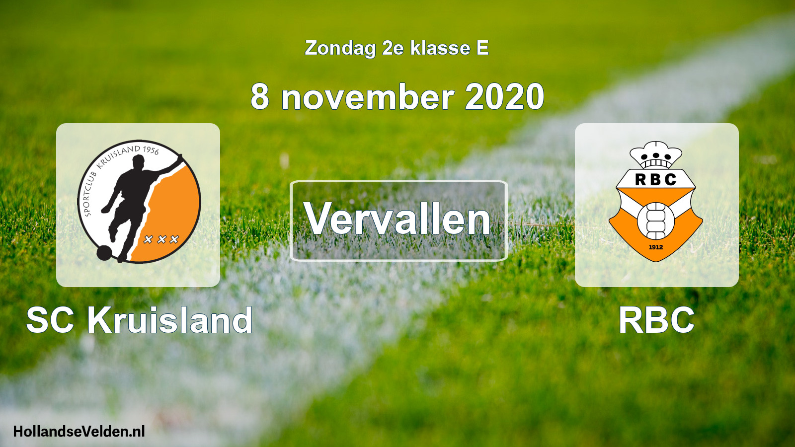 Scheduled Match: SC Kruisland - RBC (8 November 2020)