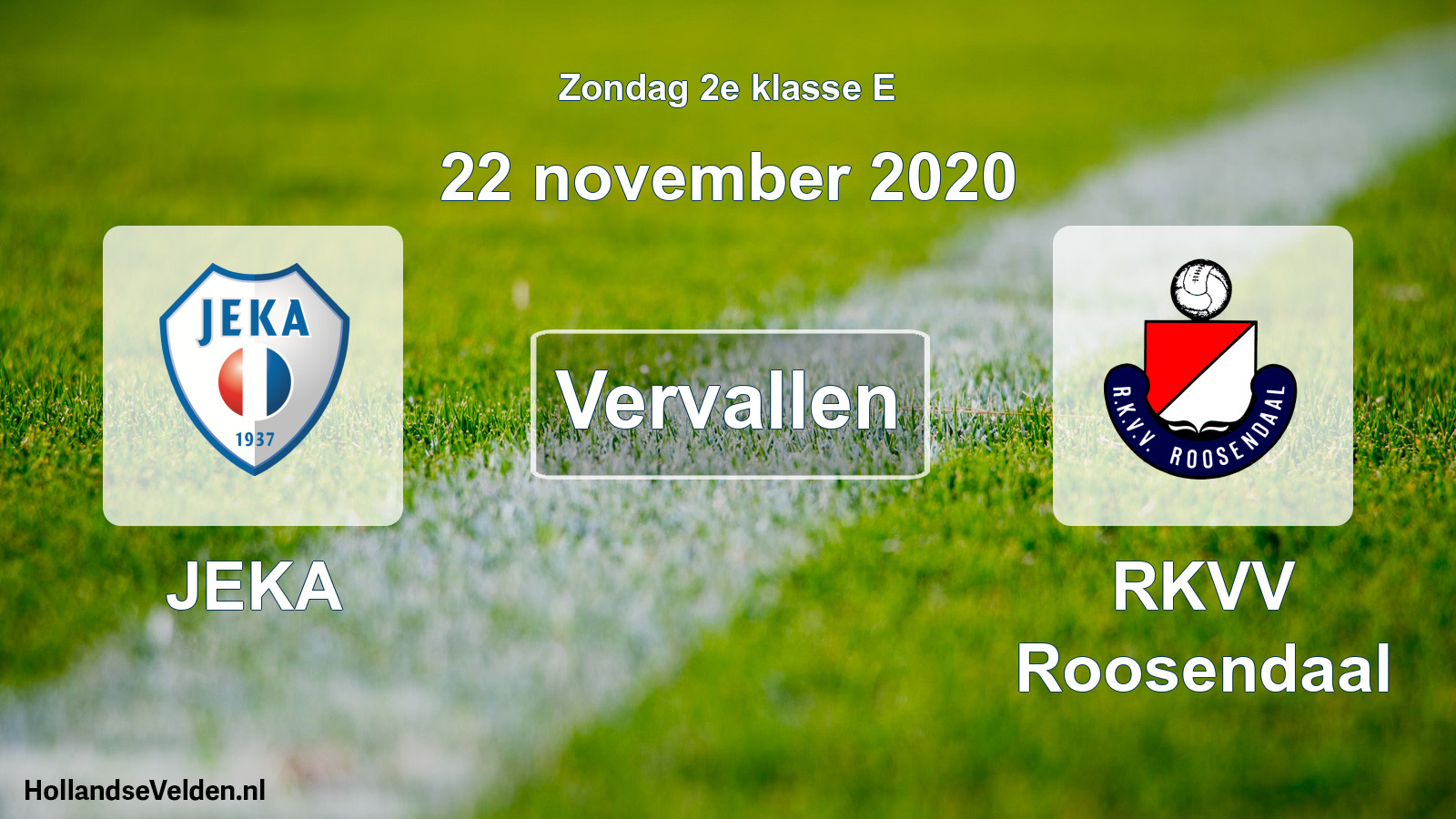 Scheduled Match: JEKA - RKVV Roosendaal (22 November 2020)