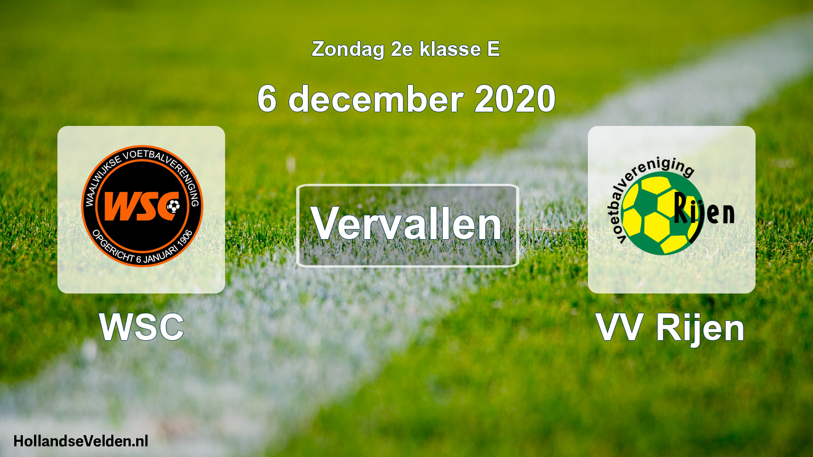 Scheduled Match: WSC - VV Rijen (6 December 2020)
