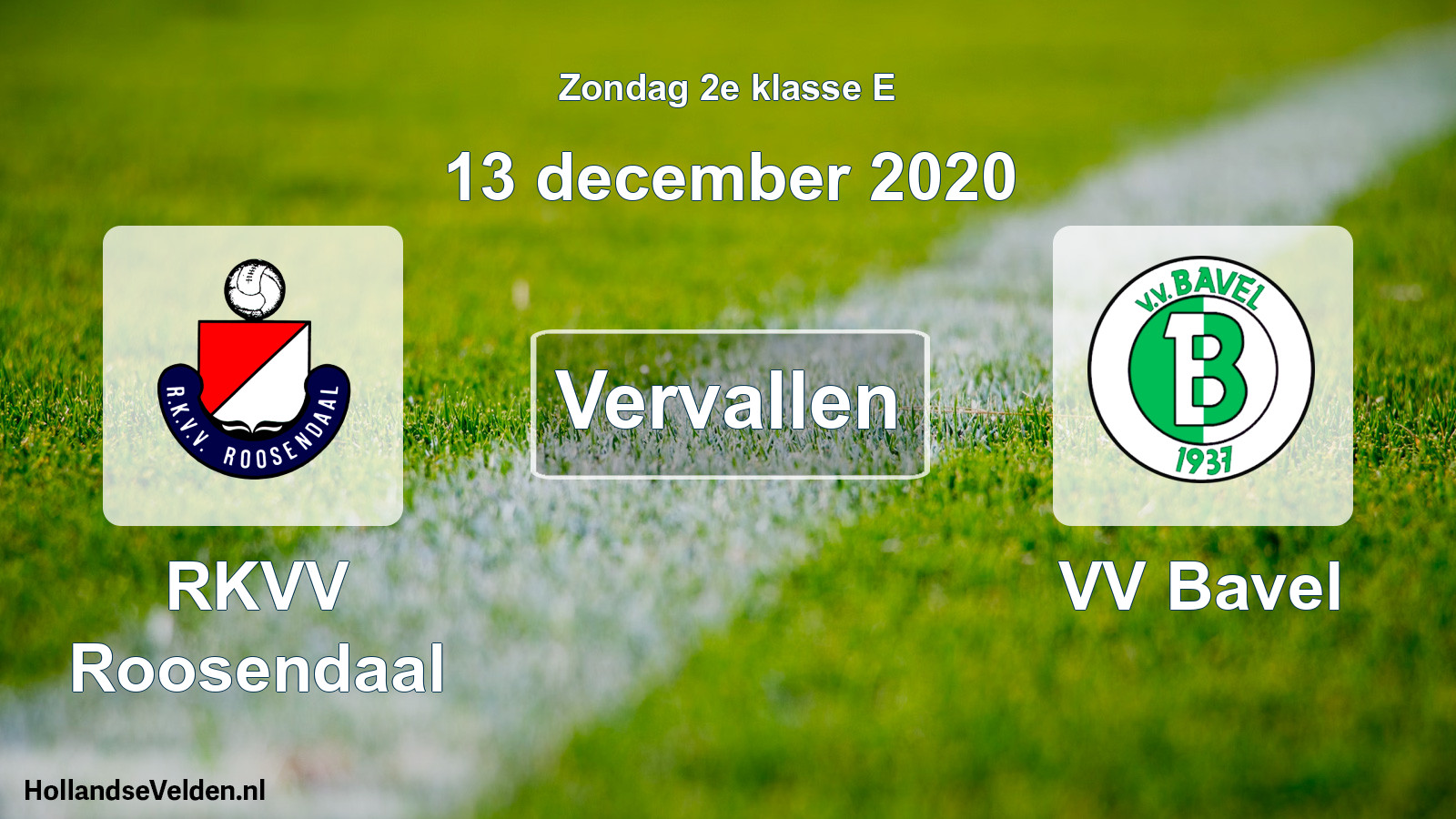 Scheduled Match: RKVV Roosendaal - VV Bavel (13 December 2020)