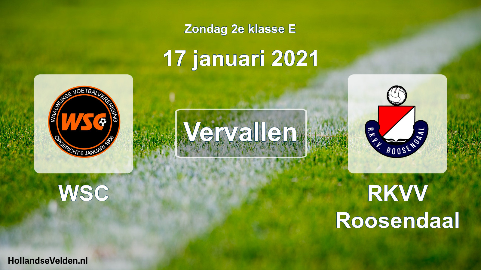 Scheduled Match: WSC - RKVV Roosendaal (17 January 2021)