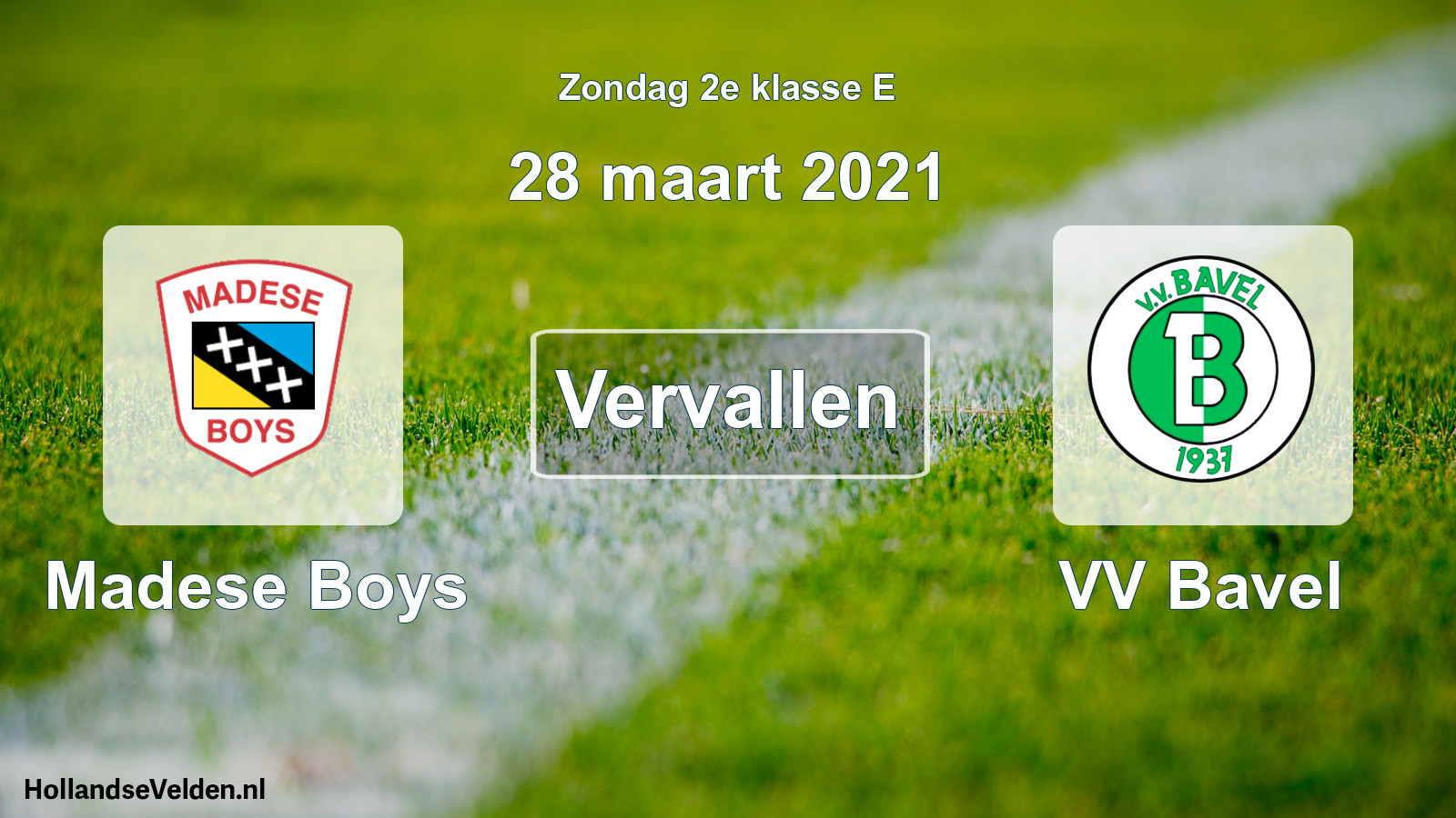 Scheduled Match: Madese Boys - VV Bavel (28 March 2021)