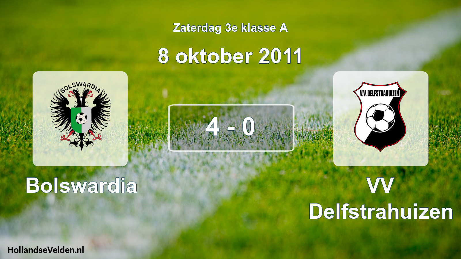 Total number of matches played: Bolswardia - VV Delfstrahuizen 4 - 0 (8 October 2011)