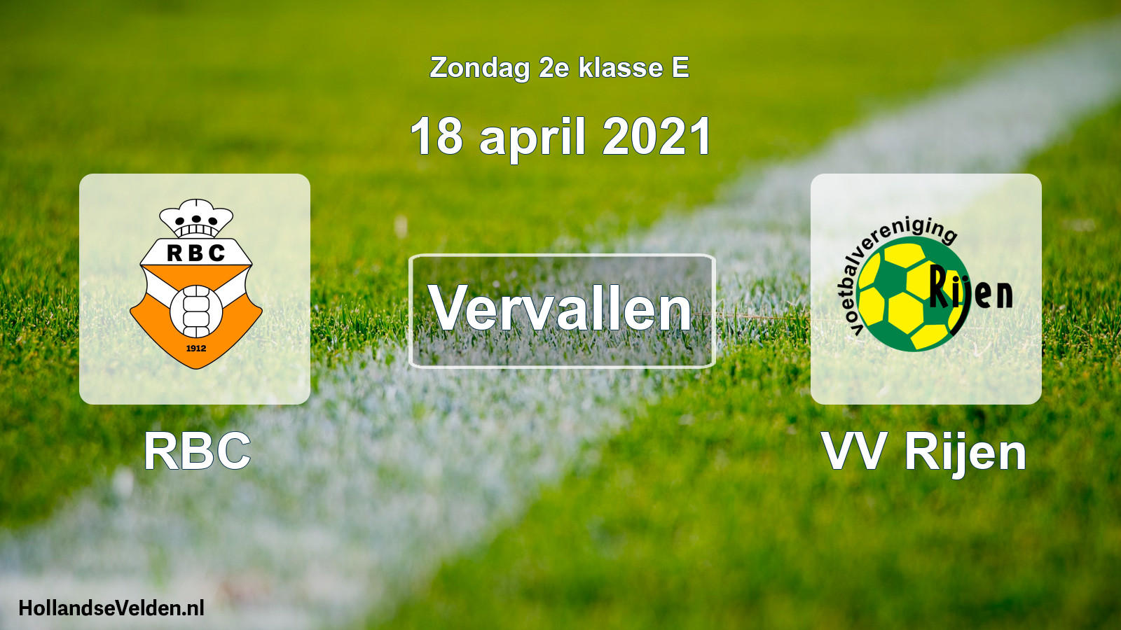 Scheduled Match: RBC - VV Rijen (18 April 2021)