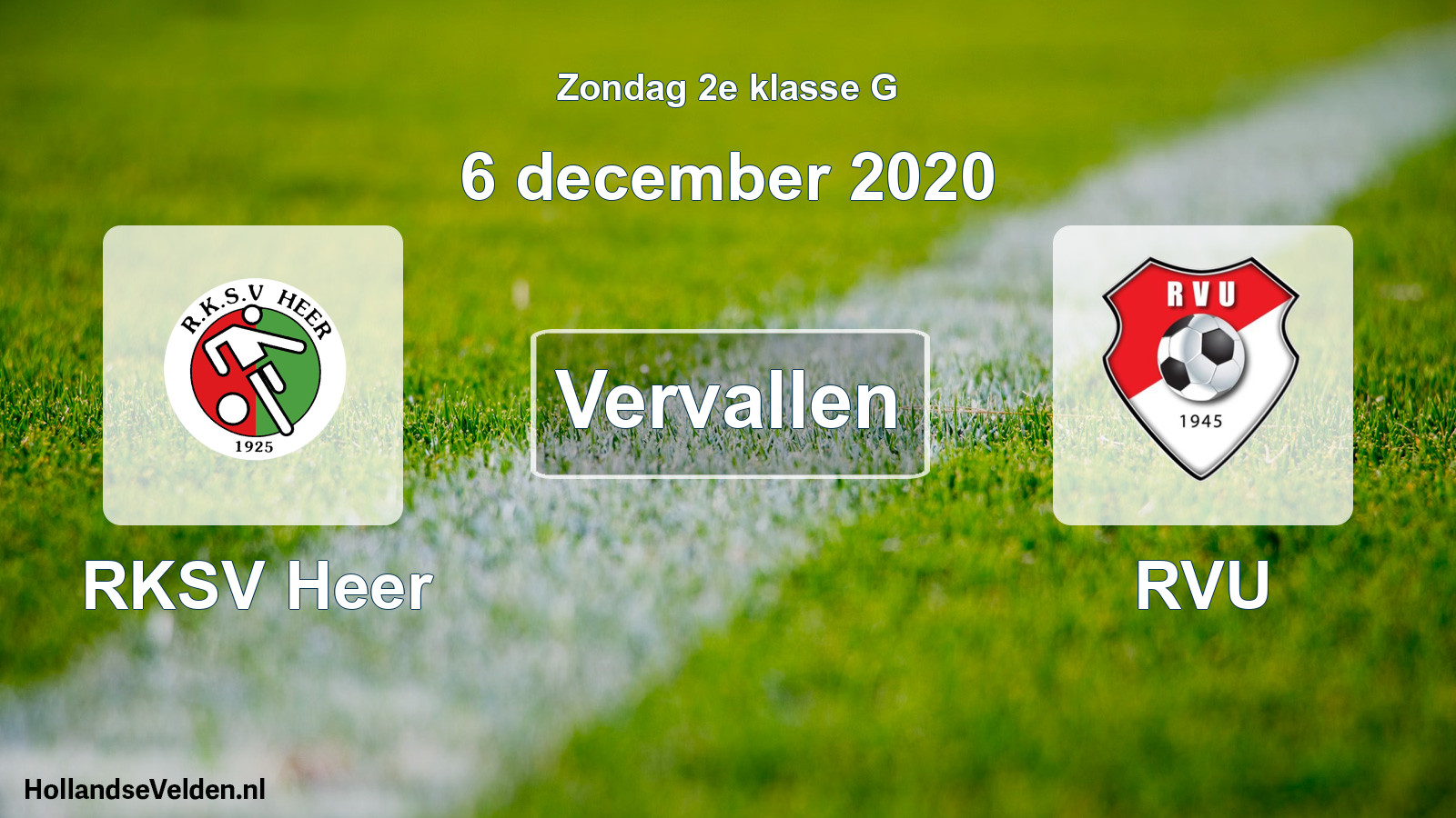 Scheduled Match: RKSV Heer - RVU (6 December 2020)