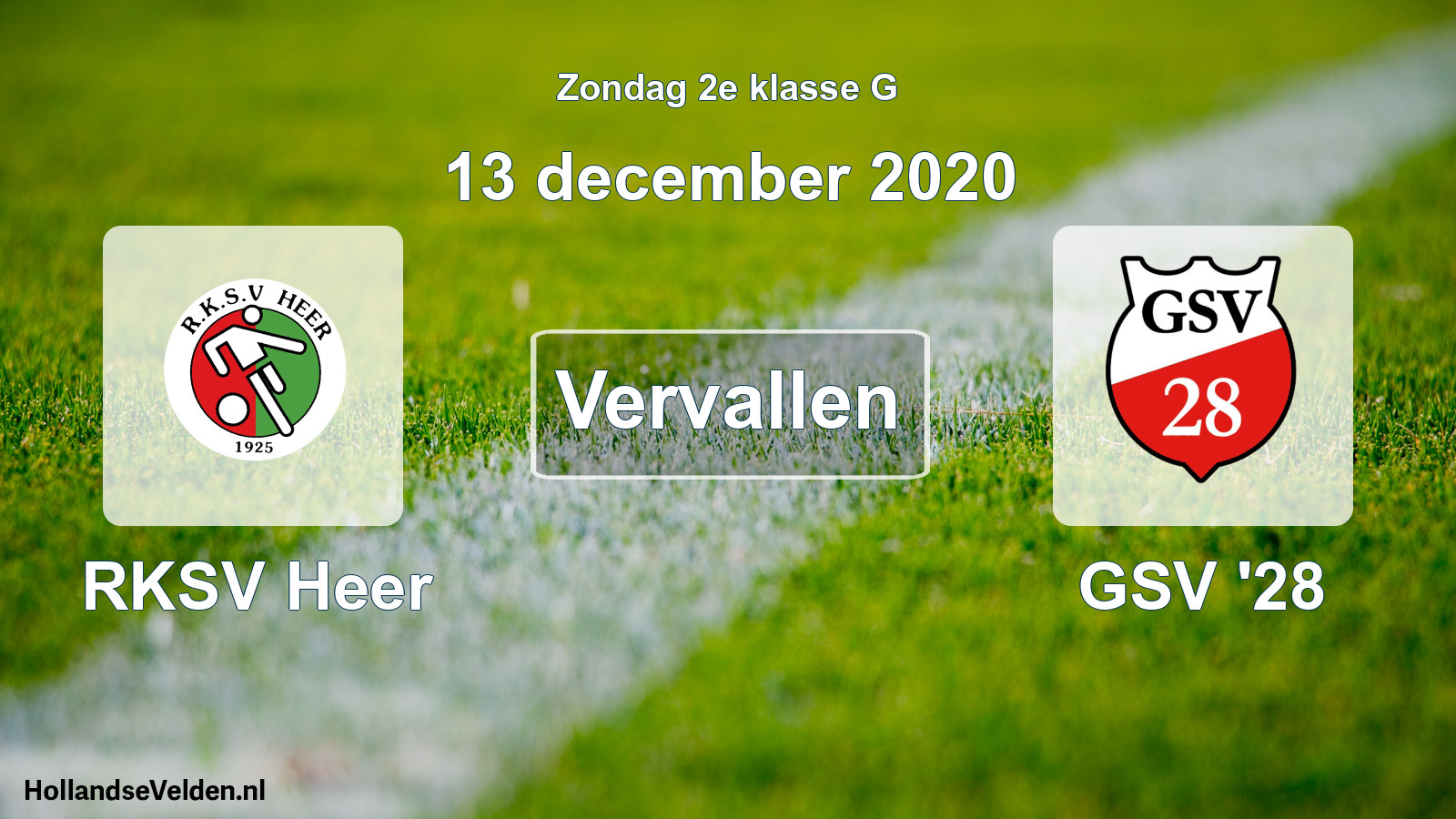 Scheduled Match: RKSV Heer - GSV '28 (13 December 2020)