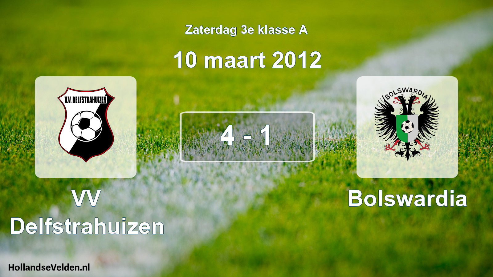 Total number of matches played: VV Delfstrahuizen - Bolswardia 4 - 1 (10 March 2012)