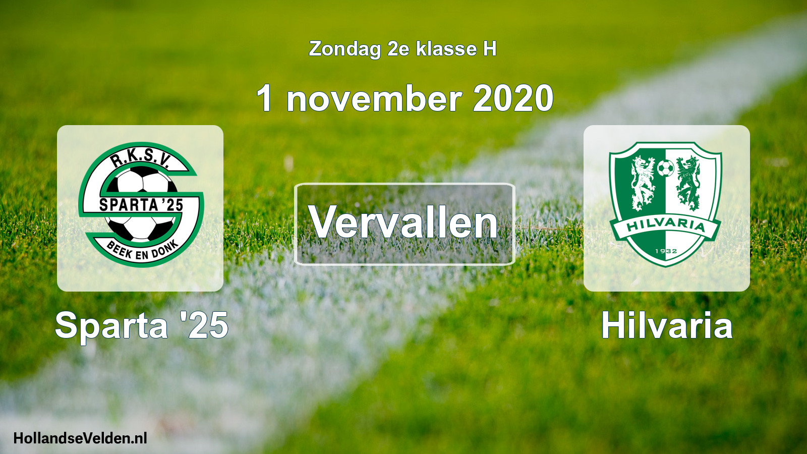 Scheduled Match: Sparta '25 - Hilvaria (1 November 2020)