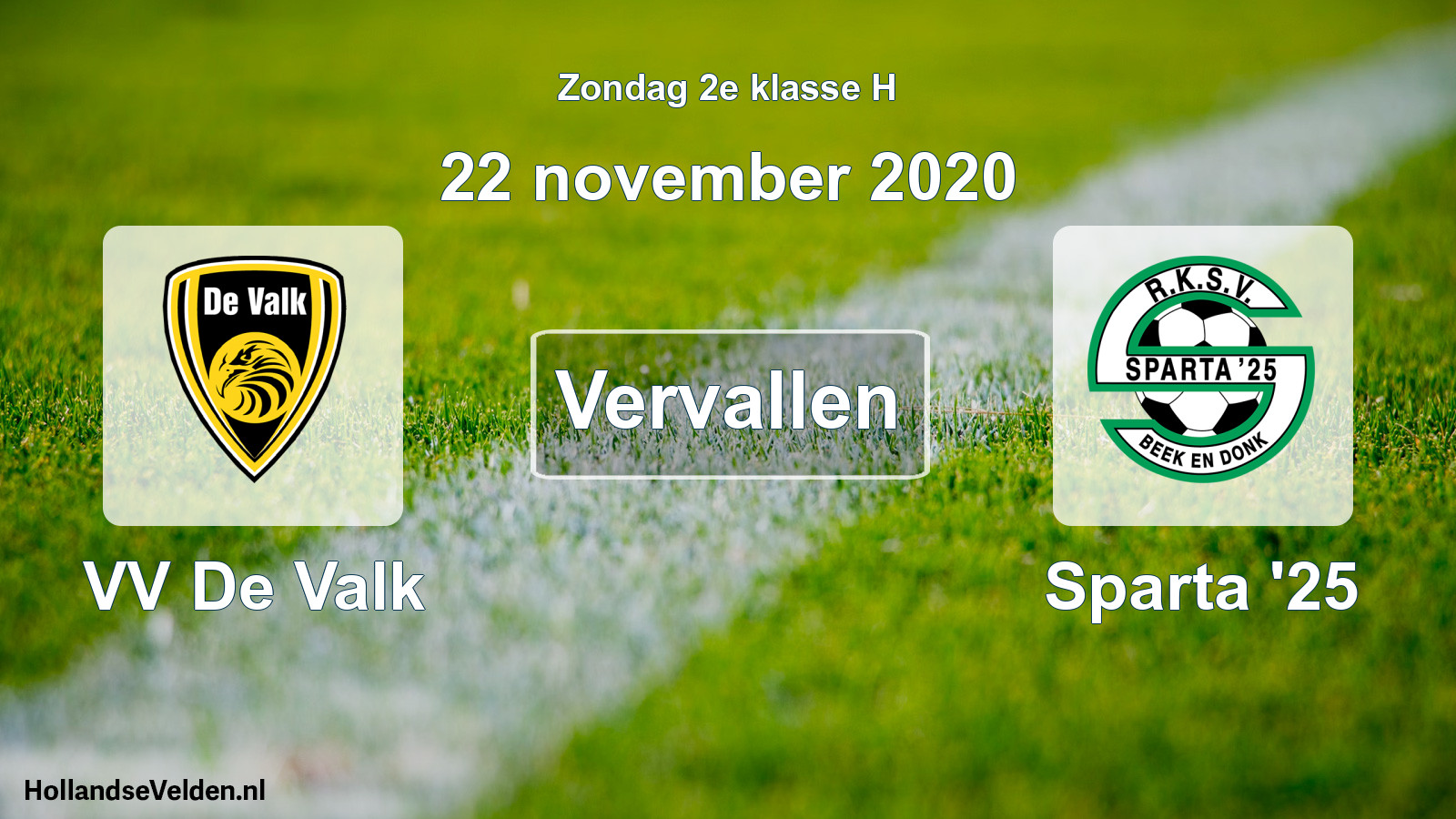 Scheduled Match: VV De Valk - Sparta '25 (22 November 2020)