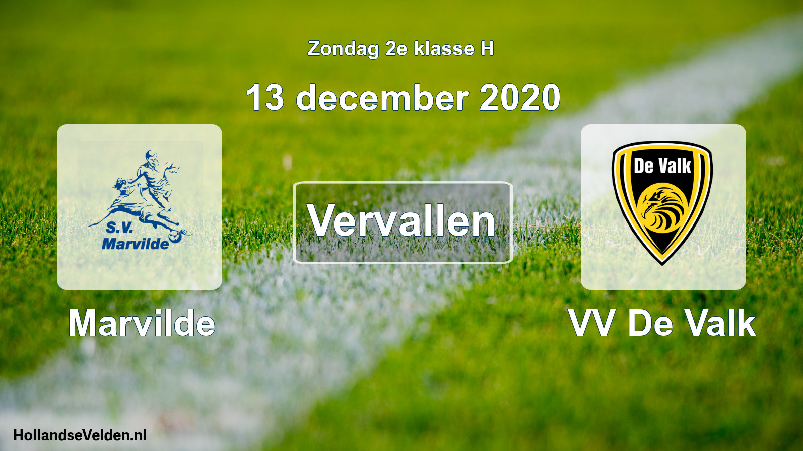 Scheduled Match: Marvilde - VV De Valk (13 December 2020)