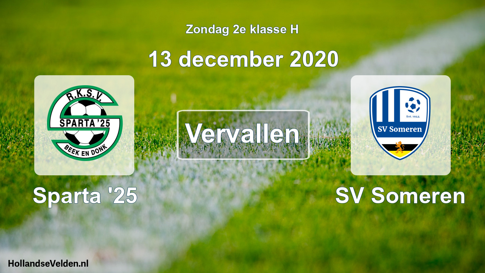 Scheduled Match: Sparta '25 - SV Someren (13 December 2020)