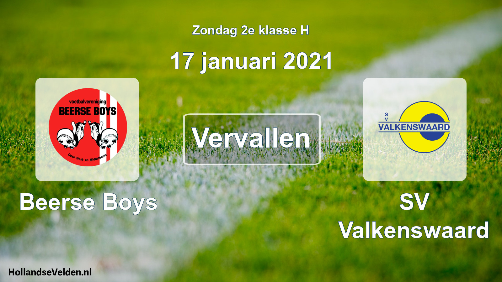 Scheduled Match: Beerse Boys - SV Valkenswaard (17 January 2021)