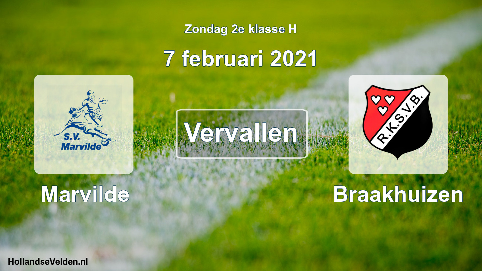 Scheduled Match: Marvilde - Braakhuizen (7 February 2021)