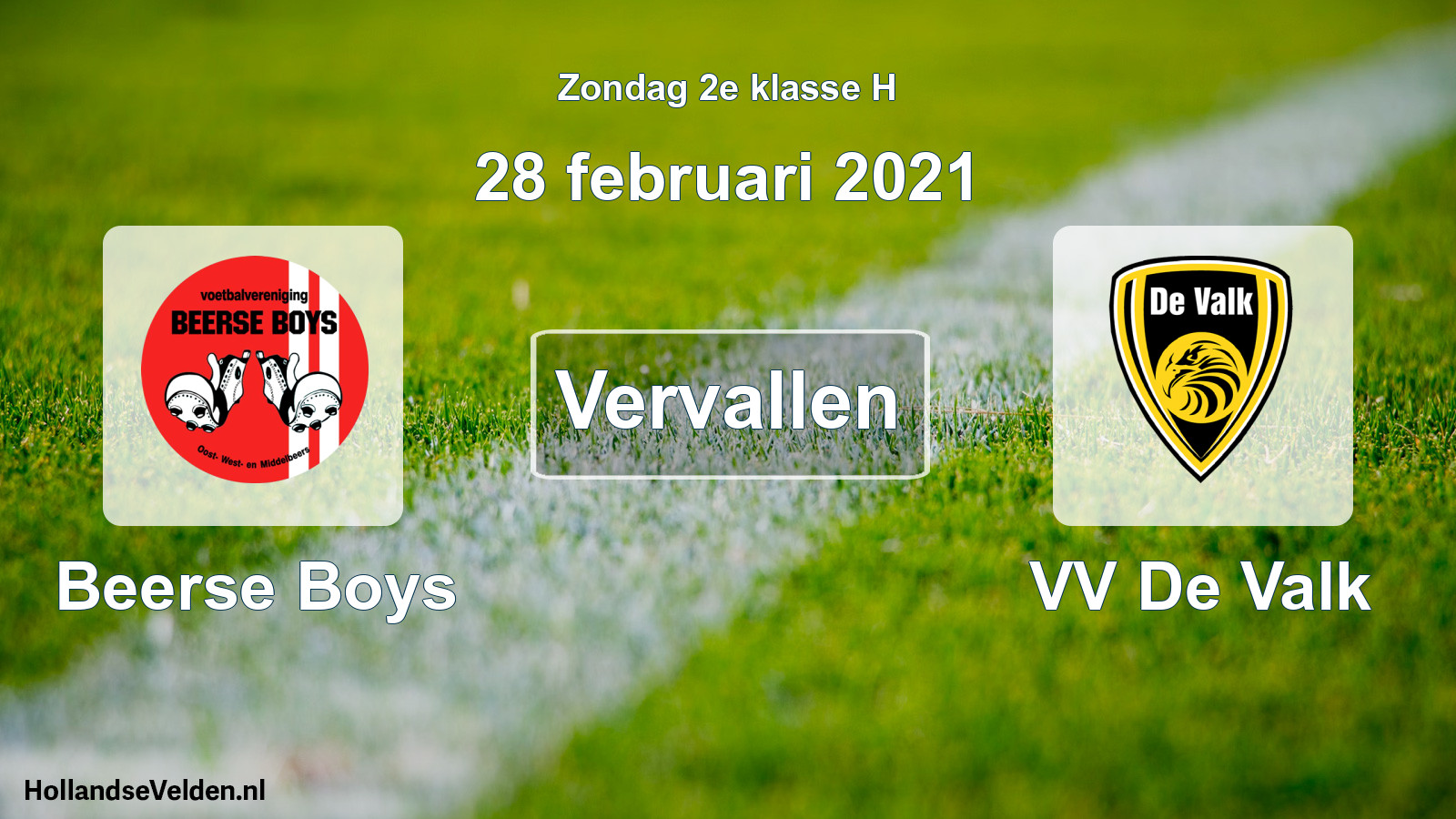 Scheduled Match: Beerse Boys - VV De Valk (28 February 2021)