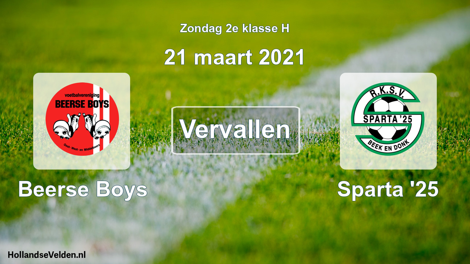 Scheduled Match: Beerse Boys - Sparta '25 (21 March 2021)