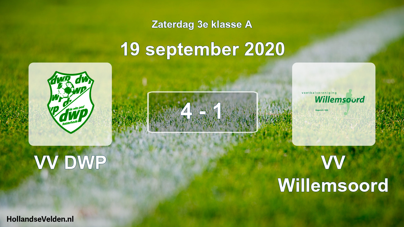 Total number of matches played: VV DWP - VV Willemsoord 4 - 1 (19 September 2020)