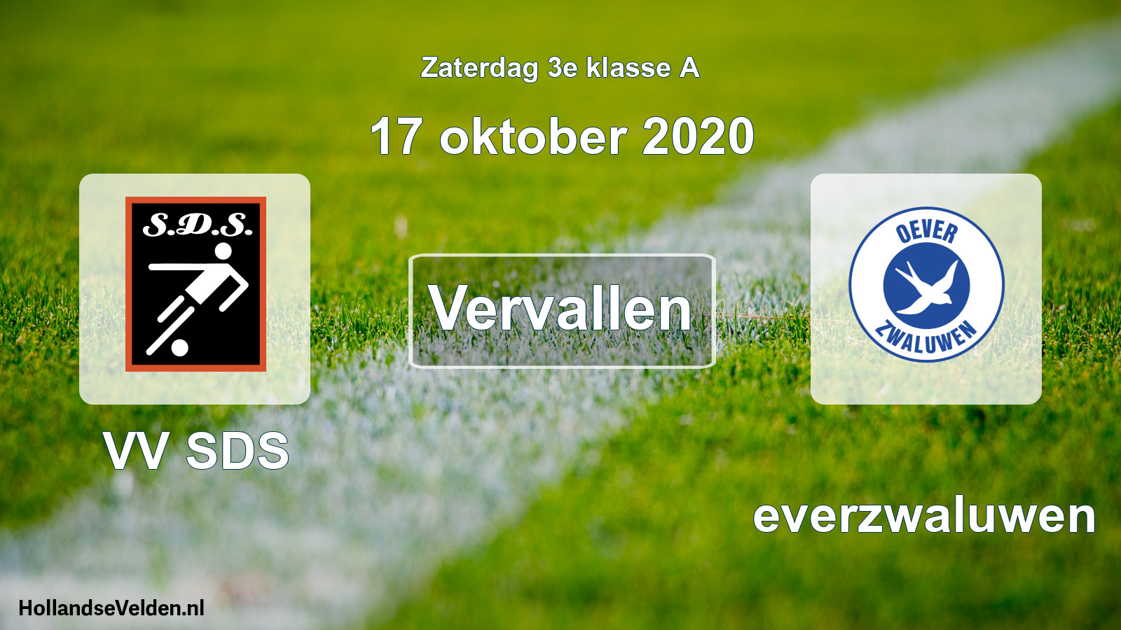 Scheduled Match: VV SDS - Oeverzwaluwen (17 October 2020)