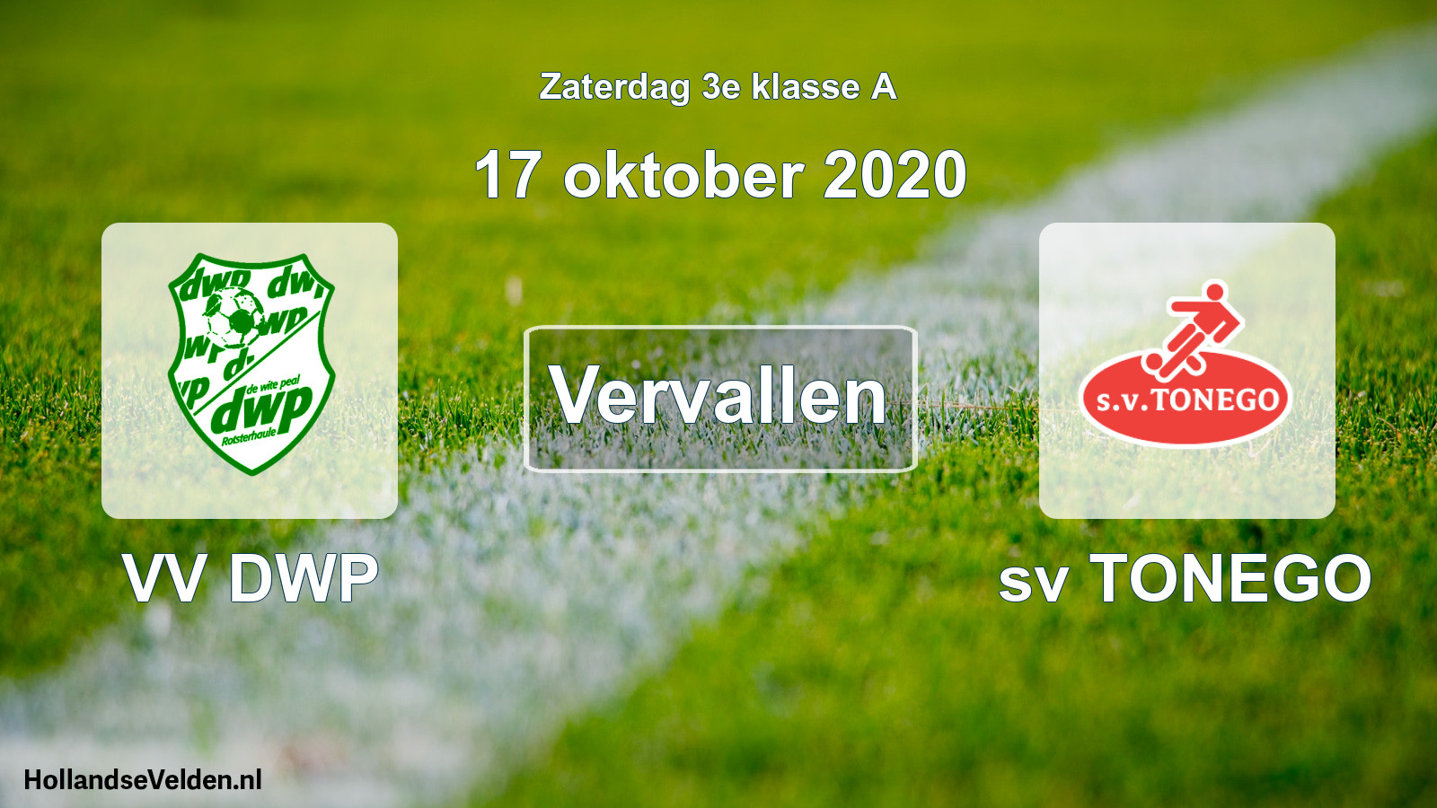 Scheduled Match: VV DWP - sv TONEGO (17 October 2020)