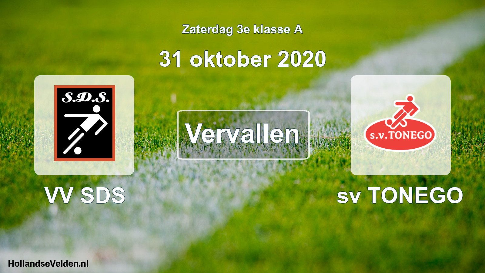 Scheduled Match: VV SDS - sv TONEGO (31 October 2020)