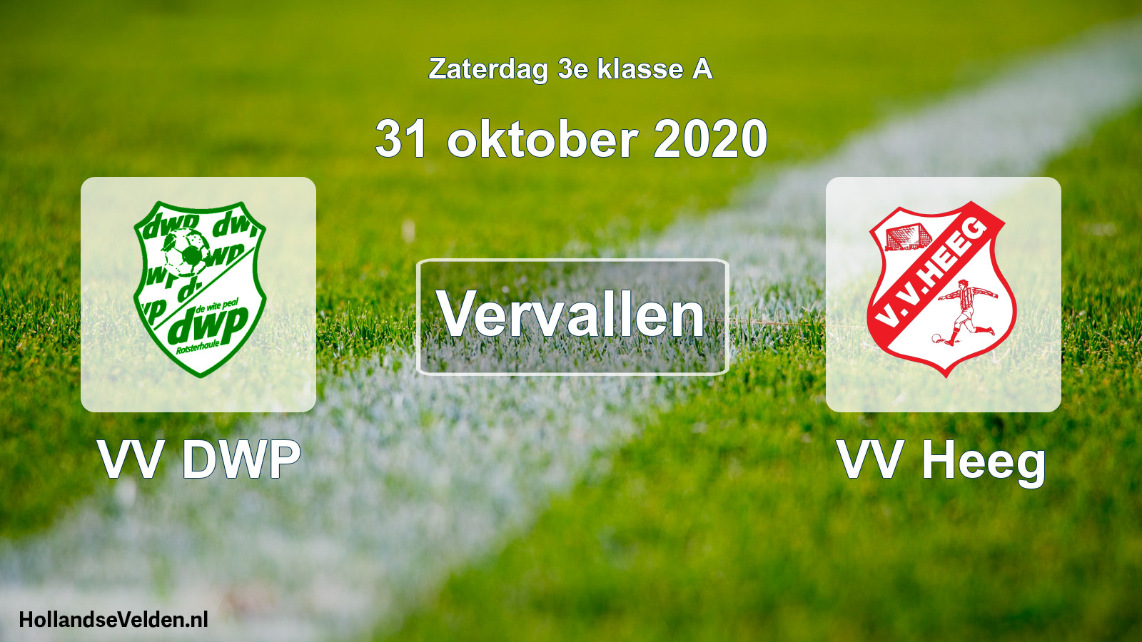 Scheduled Match: VV DWP - VV Heeg (31 October 2020)